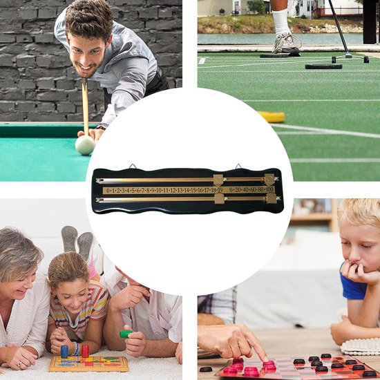 Biljart Scorebord - Puntenkaart Hout - Score Bijhouden - Gemakkelijk Afleesbaar - 45.9 cm Lengte - Zwart — afbeelding 2