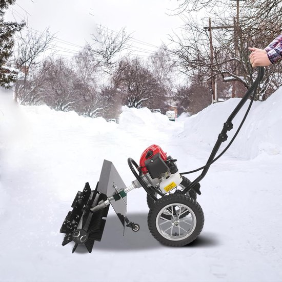 Benzine Veegmachine - Motorbezem Sneeuw - Buiten Reinigen - 60 cm Borstelbreedte - 43CC Motor - Zwart — afbeelding 3