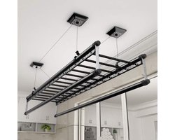 Plafond Droger - Waslijn Katrol - Was Drogen - 4 Bar Ontwerp - 150cm - Zwart