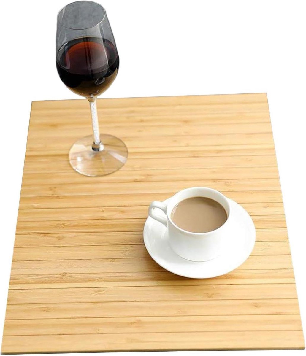 Tafel voor bankleuning - Zijblad bank - Drankjes bewaren - Antislipmat basis - 35 x 93 x 186 cm - Houtkleur