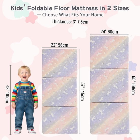 Kinder Matras - Vloerbed - Kamperen - Licht op - 145 x 56 cm - Roze Pegasus van Kinder — afbeelding 4