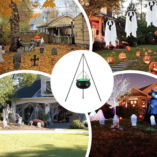 Heksenketel Groot - Feestdecoratie Ketel - Halloween Versieren - Met Verlichting - 78 cm Hoog - Zwart — afbeelding 5