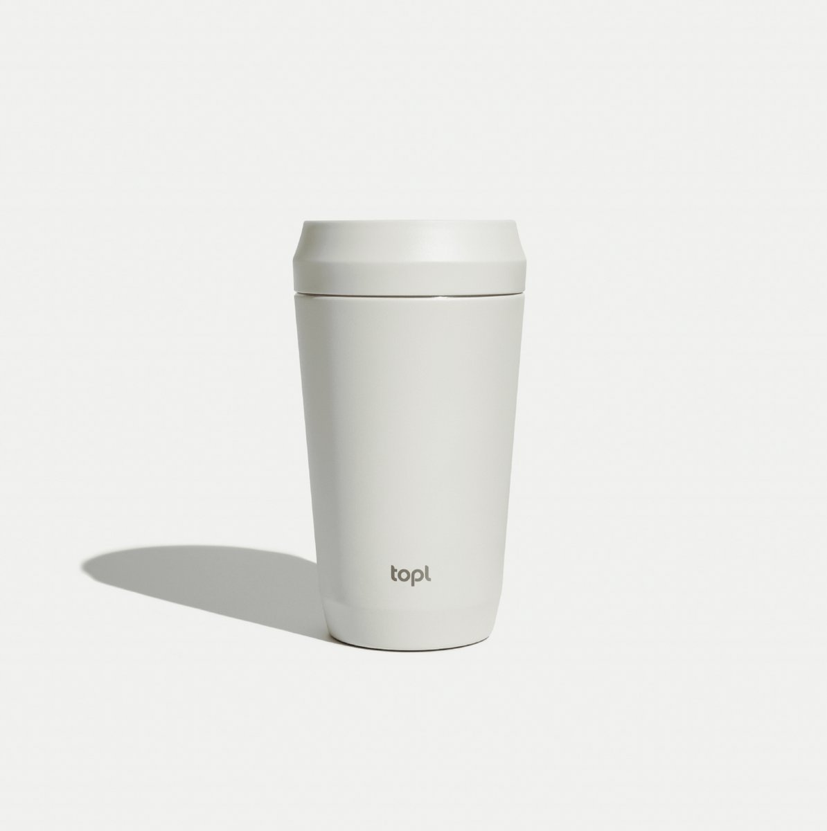topl Reisbeker To Go Tumbler 12oz/350ml H158mm Cream Salt Twist to open, drink 360 Patented Lid Made with RCS (Recycled Steel ) certified recycled materials and vacuum insulated Travel Mug Thermosbeker