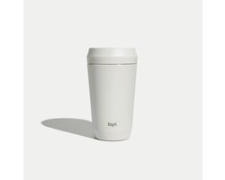 topl Reisbeker To Go Tumbler 12oz/350ml H158mm Cream Salt Twist to open, drink 360 Patented Lid Made with RCS (Recycled Steel ) certified recycled materials and vacuum insulated Travel Mug Thermosbeker