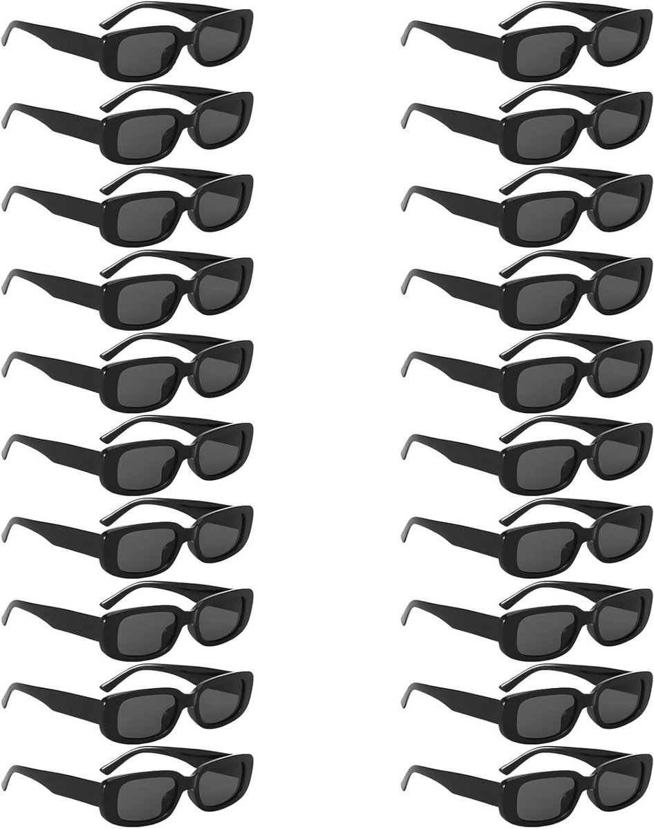 Retro Zonnebril Set 20 Stuks - Vintage Rechthoekig - UV-bescherming - Perfect voor Feesten - SnelShoppen
