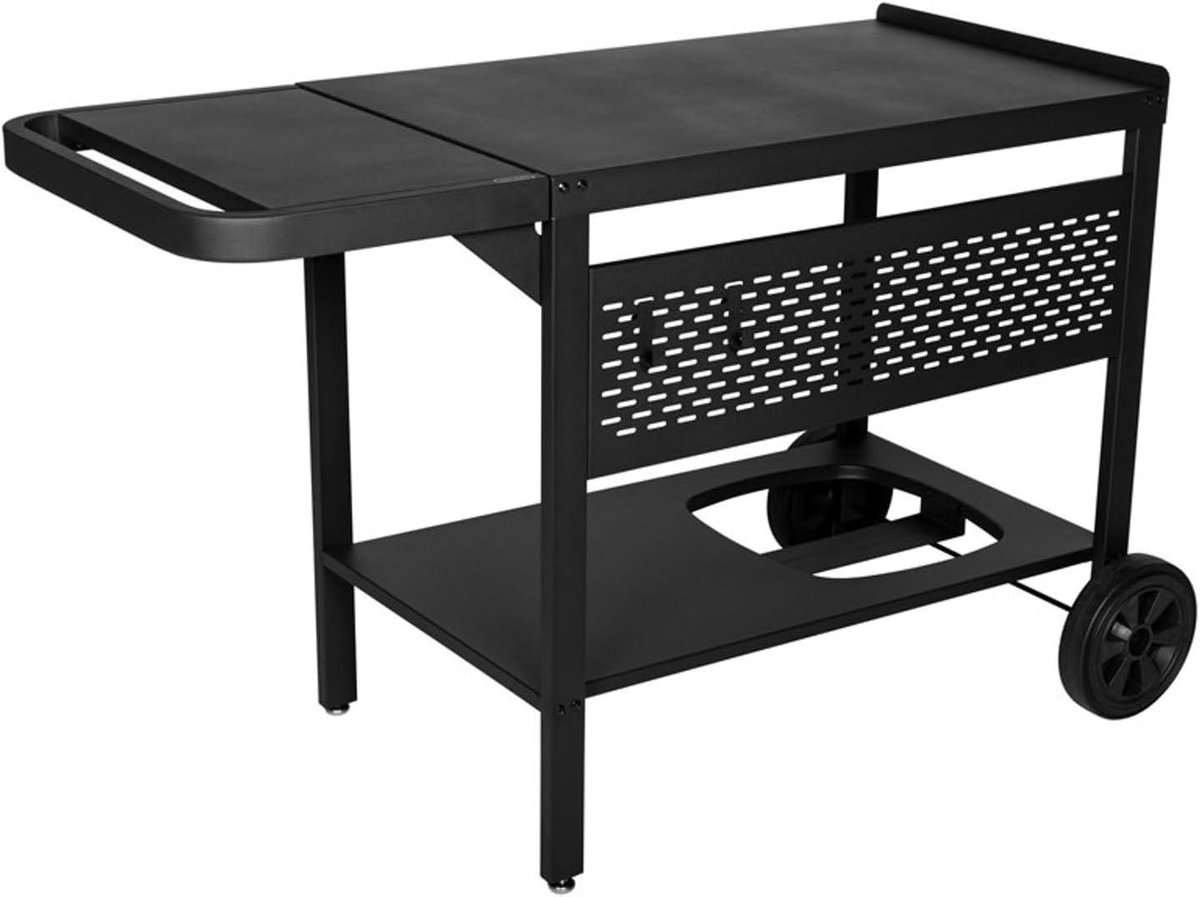 Grillwagen - Serving Cart - Buiten Koken - Inklapbare Plank - 121 cm - Zwart