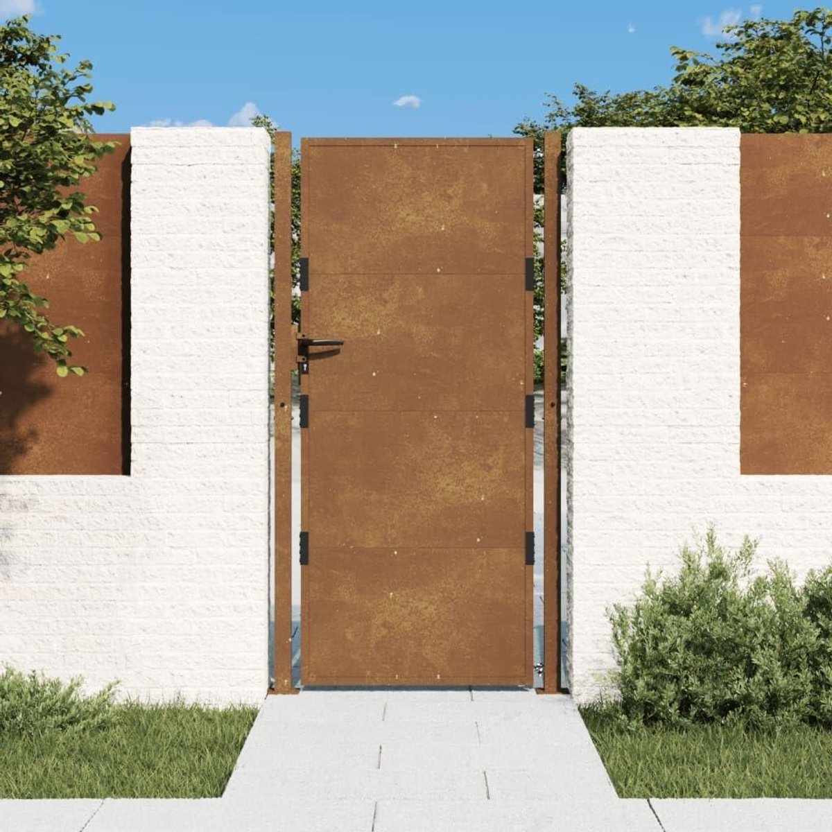 Tuinpoort - Hekdeur Tuin - Buiten Beveiligen - Cortenstaal - 105 x 180 cm - Roestbruin