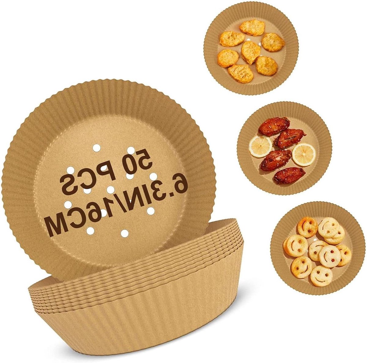 Bakpapier - Airfryer Vellen - Oven Bakken - Non-stick - 50 stuks 20cm - Wit