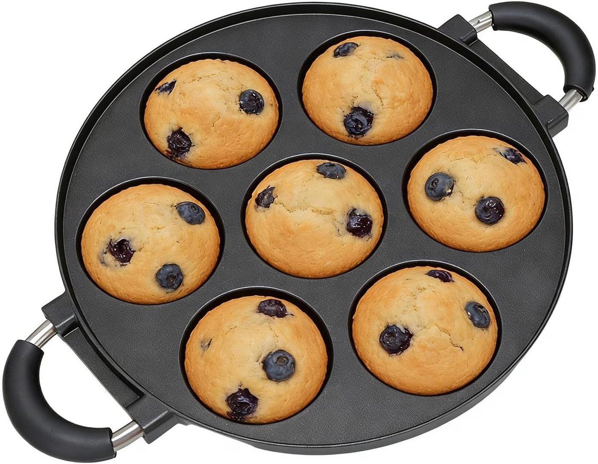 Donut bakvorm - Cakevorm - Zelf bakken - 7-gaats antiaanbaklaag - 40 x 28 cm - Grijs