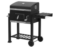Aafinity Houtskoolbarbecue met Deksel - Buitenbarbecue met Verstelbare Houtskoolbak, Zijtafel, Thermometer en Waterdichte Hoes