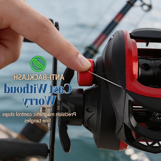 Lichte en duurzame baitcasting reel voor lange worpen, ideaal voor zout- en zoetwatervissen met anti-explosielijnfunctie (linkshandig) — afbeelding 5