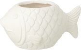 J-Line bloempot Vis - polyresin - wit