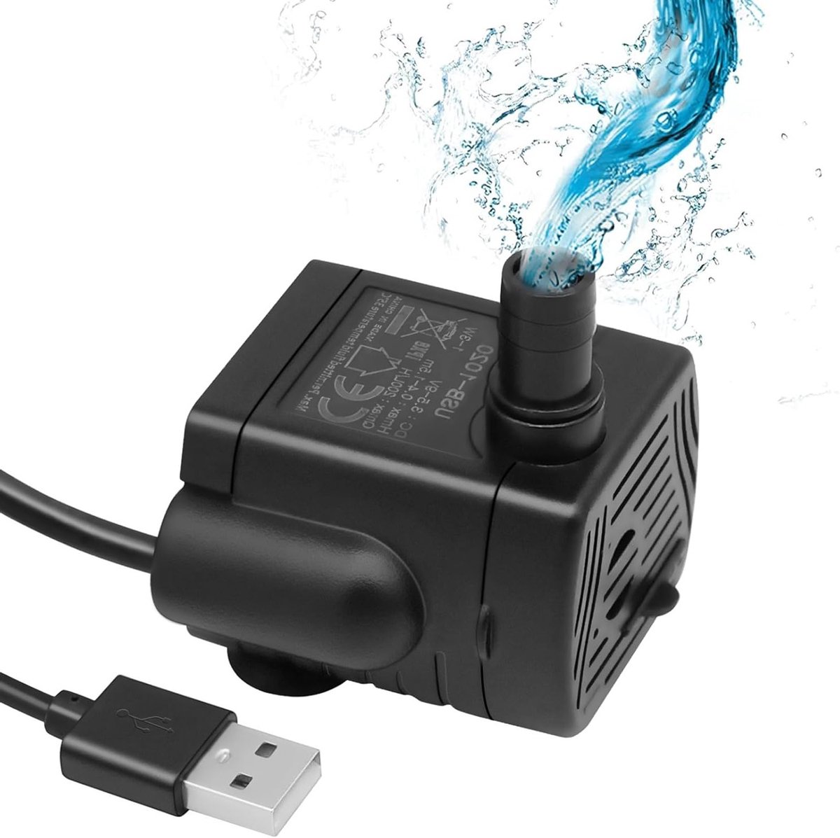 Mini Waterpomp met USB Voeding, 1-3 W, 200 L/h, Onderwaterpomp voor Kattenfontein, Aquarium, Vijver en Plantenbakken