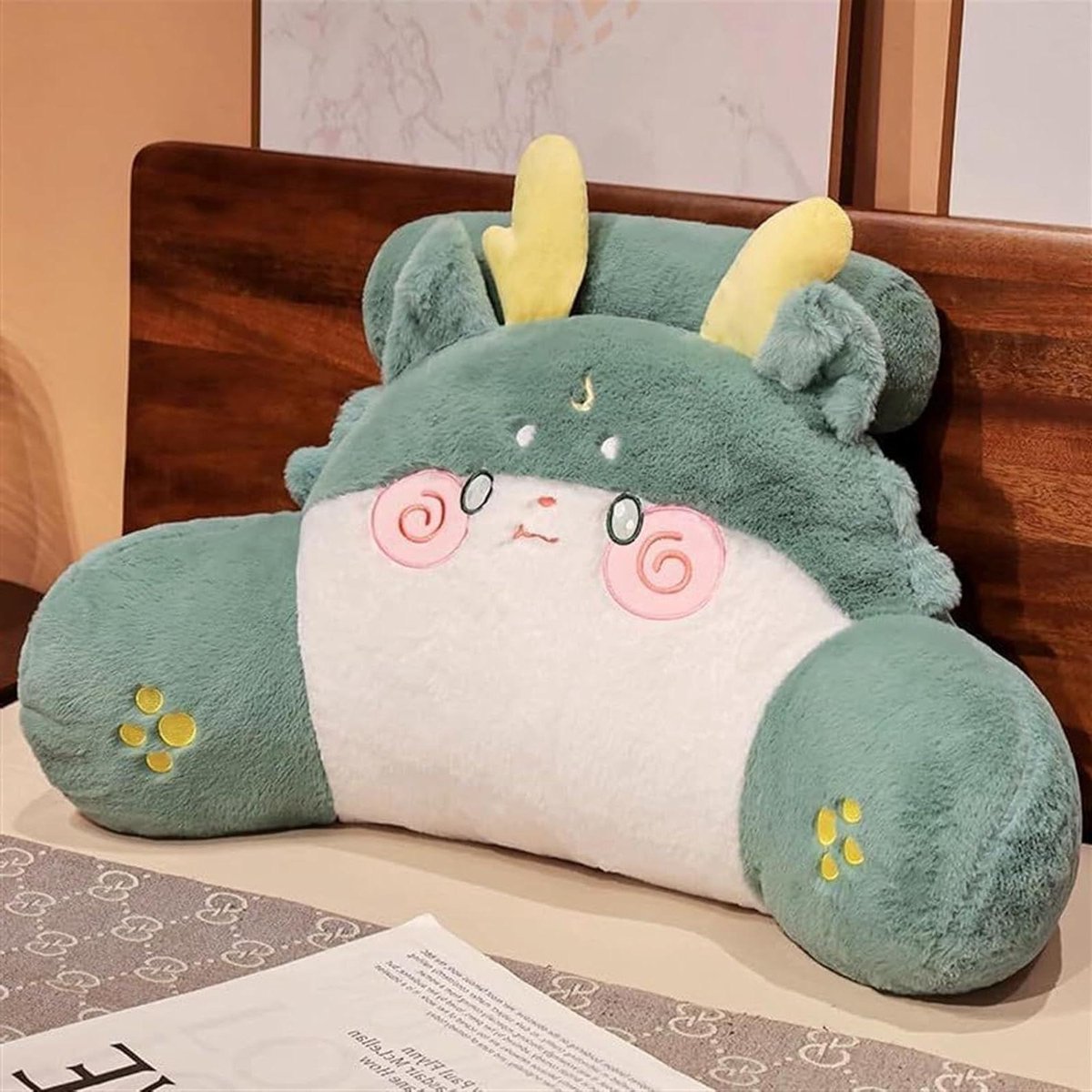 Leeskussen - Rugsteun Kussen - Ontspannen Lezen - Zachte Pluche Vulling - 70 x 50 cm - Groen