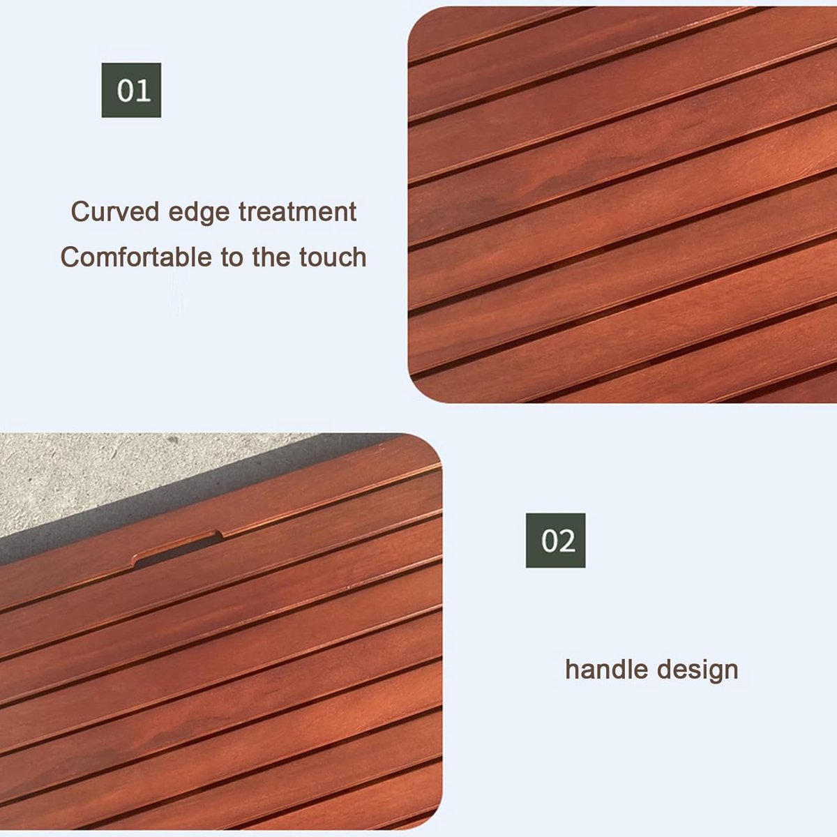 Houten Badkamermat - Vlonder Mat Bamboe - Douchen en Baden - Antislip en Sneldrogend - 45x80cm - Rood Walnoot — cadeau in Wonen & Interieur - foto 2