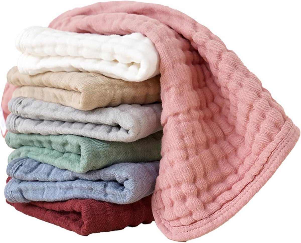 Baby Spuugdoeken - Babydoekjes Voeden - Babyverzorging - 6 Laags Katoen - 7 Stuks - Meerkleurig