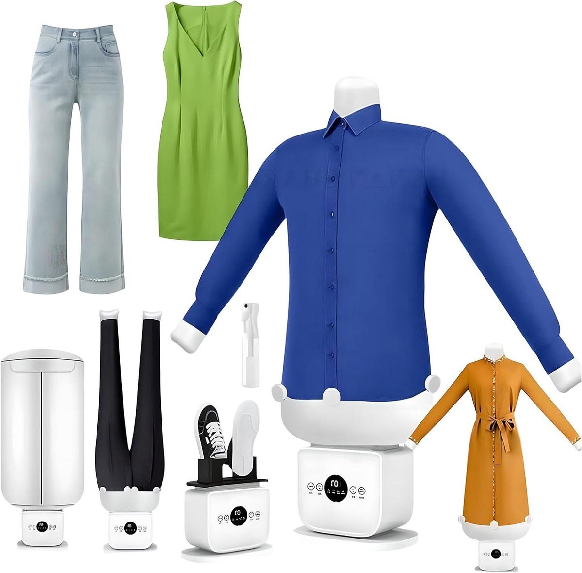 Automatische Strijkmachine - Stoomstrijkijzer Kledingdroger - Snel Kleding Strijken - 5-in-1 Handsfree Systeem - 36 x 34 x 25 cm