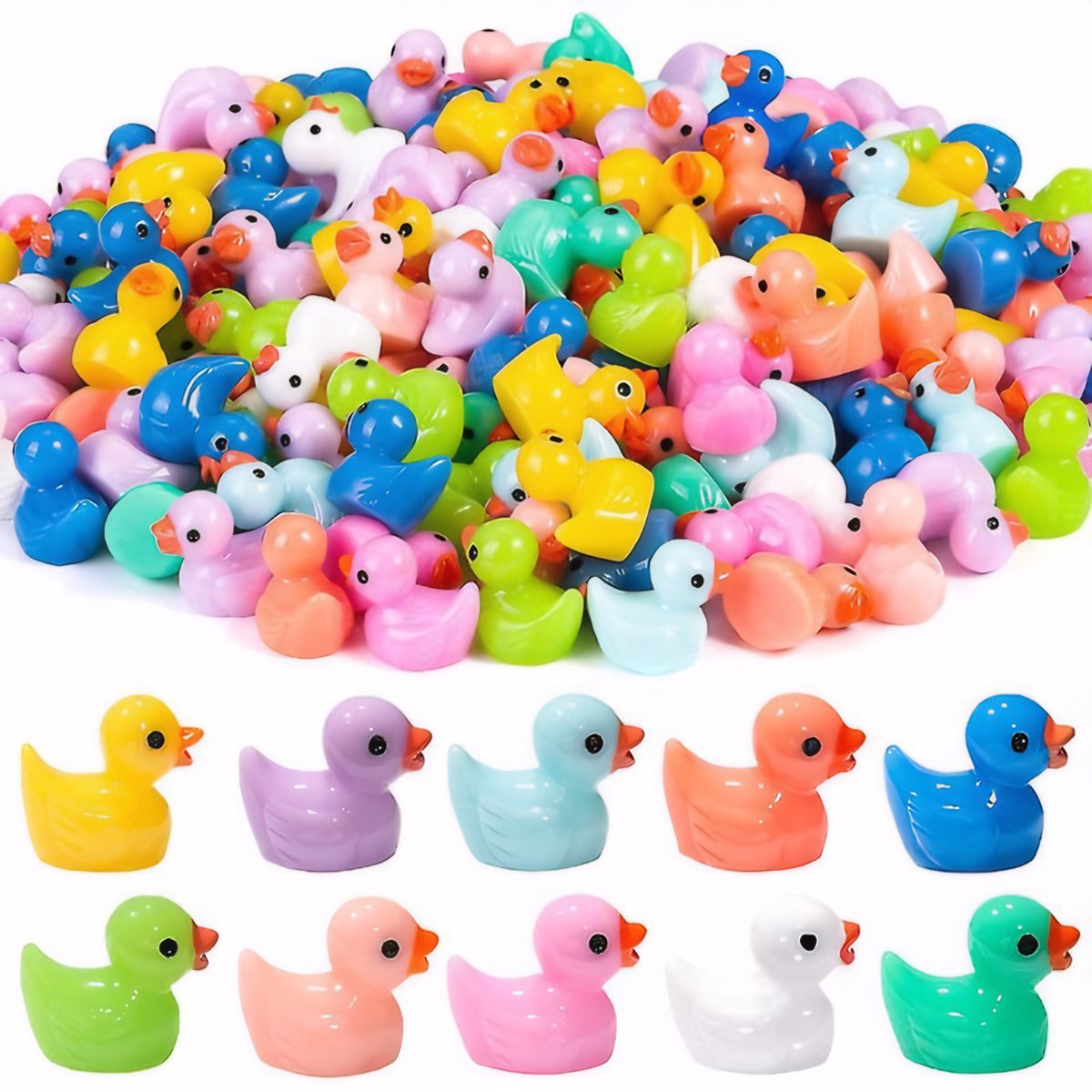 carmdering - Mini Leuchtend Enten - Miniatur Ducks - Harz Figuren - Waterdicht Design - Hoogwaardig Hars - Gladde Afwerking - Ideaal Voor Decoratie - 200 Stuks