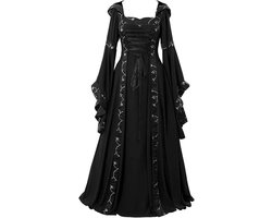 Middeleeuwse Jurk - Gothic Jurk Cosplay - Themafeest Kleding - Lange Vloerlengte - One Size - Zwart