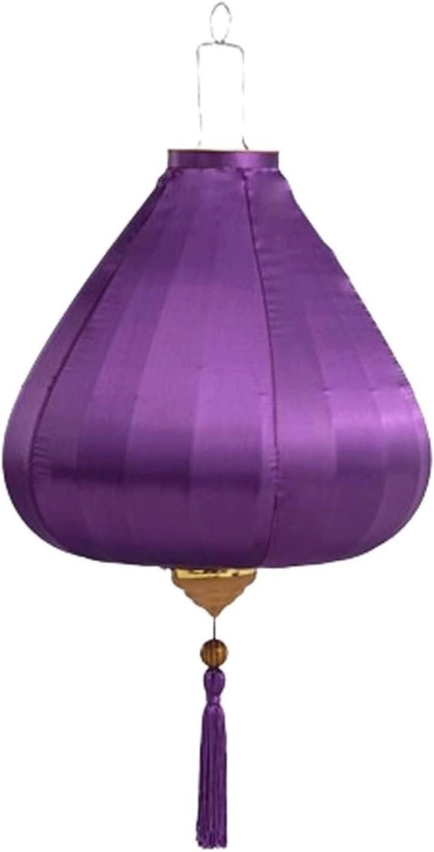 Ovale Zijden Lantaarn - Hanglamp Decoratie - Feestelijke Decoratie - Waterdicht Ontwerp - 12 Inch - Donkerpaars