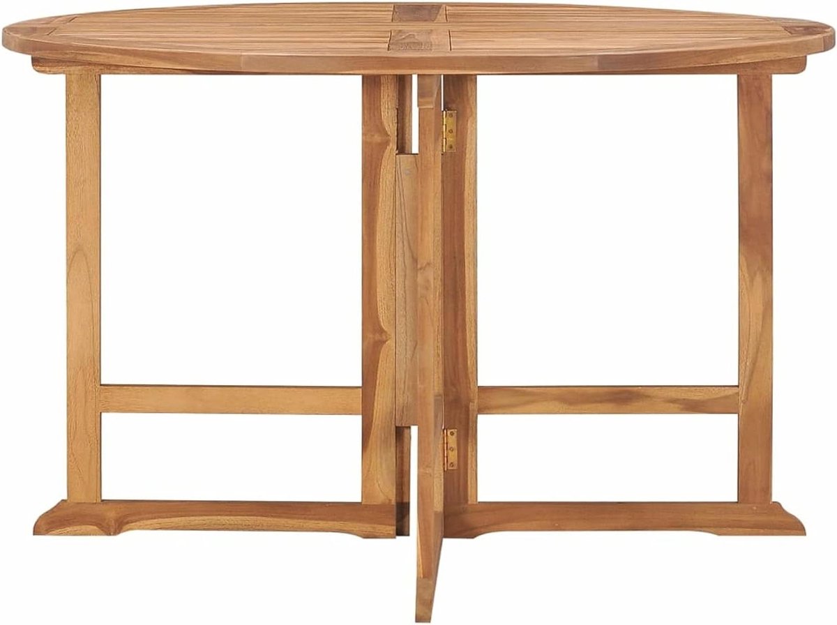 Ronde Tuin Eettafel - Buiten Salontafel - Buiten Dineren - Inklapbaar Ontwerp - 110 x 75 cm - Houtkleur