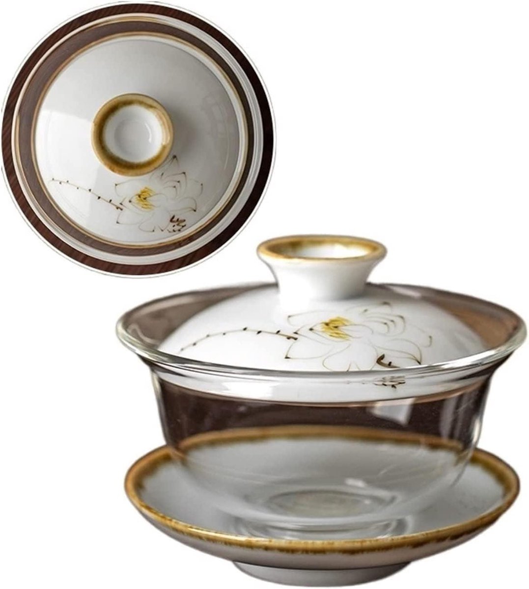 Theekop - Gaiwan kop - Thee Ceremonie - Hittebestendig Glas - 140ml - A