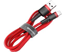 USB naar Lightning Kabel - Oplaadkabel Datakabel - Snel Opladen - Hoge Dichtheid Nylon - 2 Meter - Rood