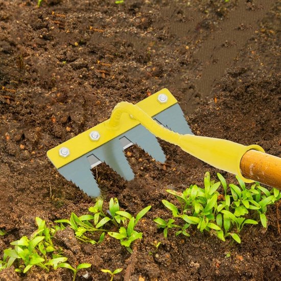 Tuinhark Onkruidsteker - Tuin Hark - Onkruid Wieden - Zaagtanden Ontwerp - 4 Tanden - Metaal — afbeelding 4