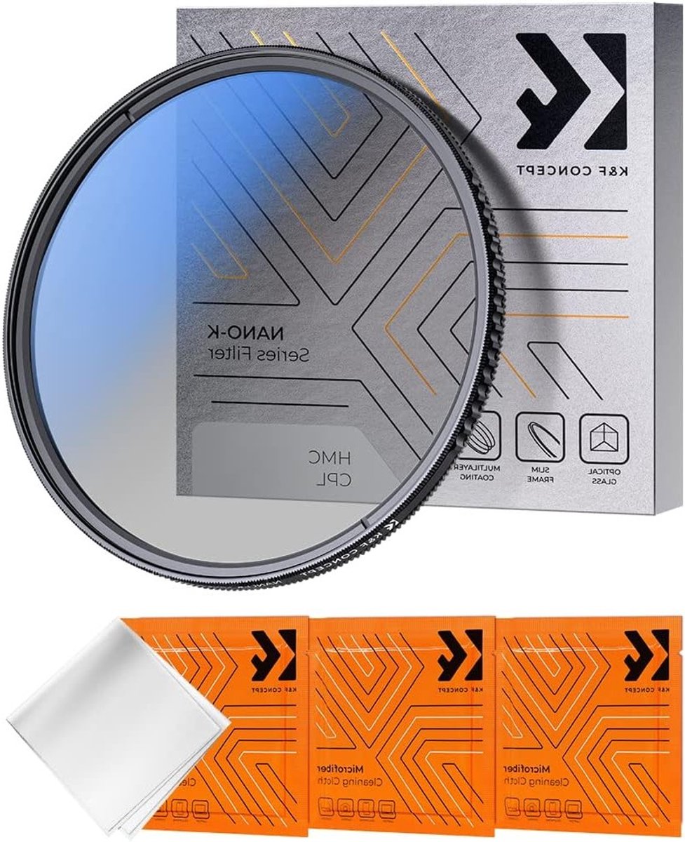 67mm CPL Circulair Polarisatiefilter van Optisch Glas met 18-Lagen Nano Coating en 3 Schoonmaakdoekjes voor Lensbescherming en Verbeterde Kleuren