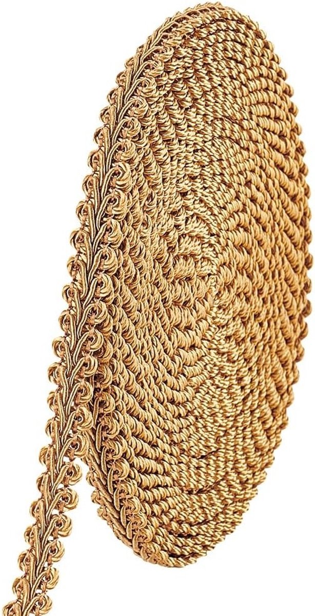 14M (15 Yards) 13mm Polyester Woven Gimp Braid Trim voor Kostuums, DIY Creaties en Sieradenmaken, Goudkleurig