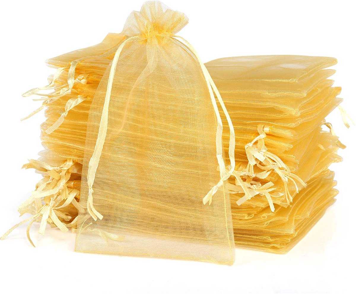 Dailygoody - Organza Gift Bags - 120 Stuks - Gouden Kleur - Sieraden Tassen - Elegante Verpakking - Geschikt voor Vrouwen - 10 x 15 cm