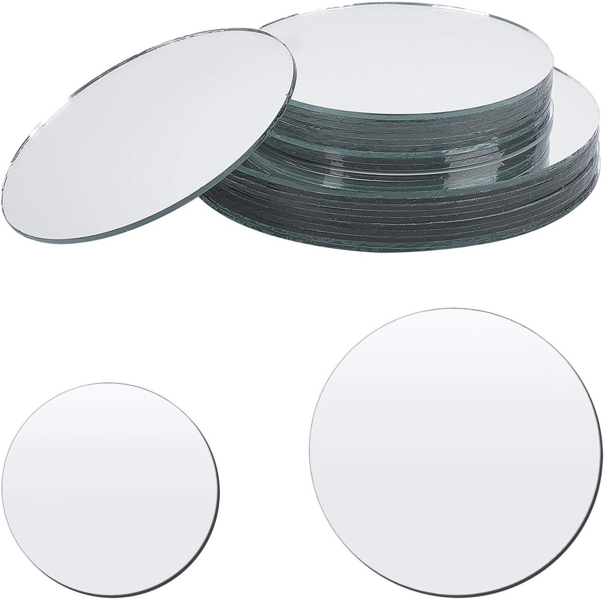 20 Stuks Ronde Glas Spiegel Tegels van 7.5cm/10cm voor Compacte Spiegels, Interieurdecoratie en Creatieve DIY Projecten