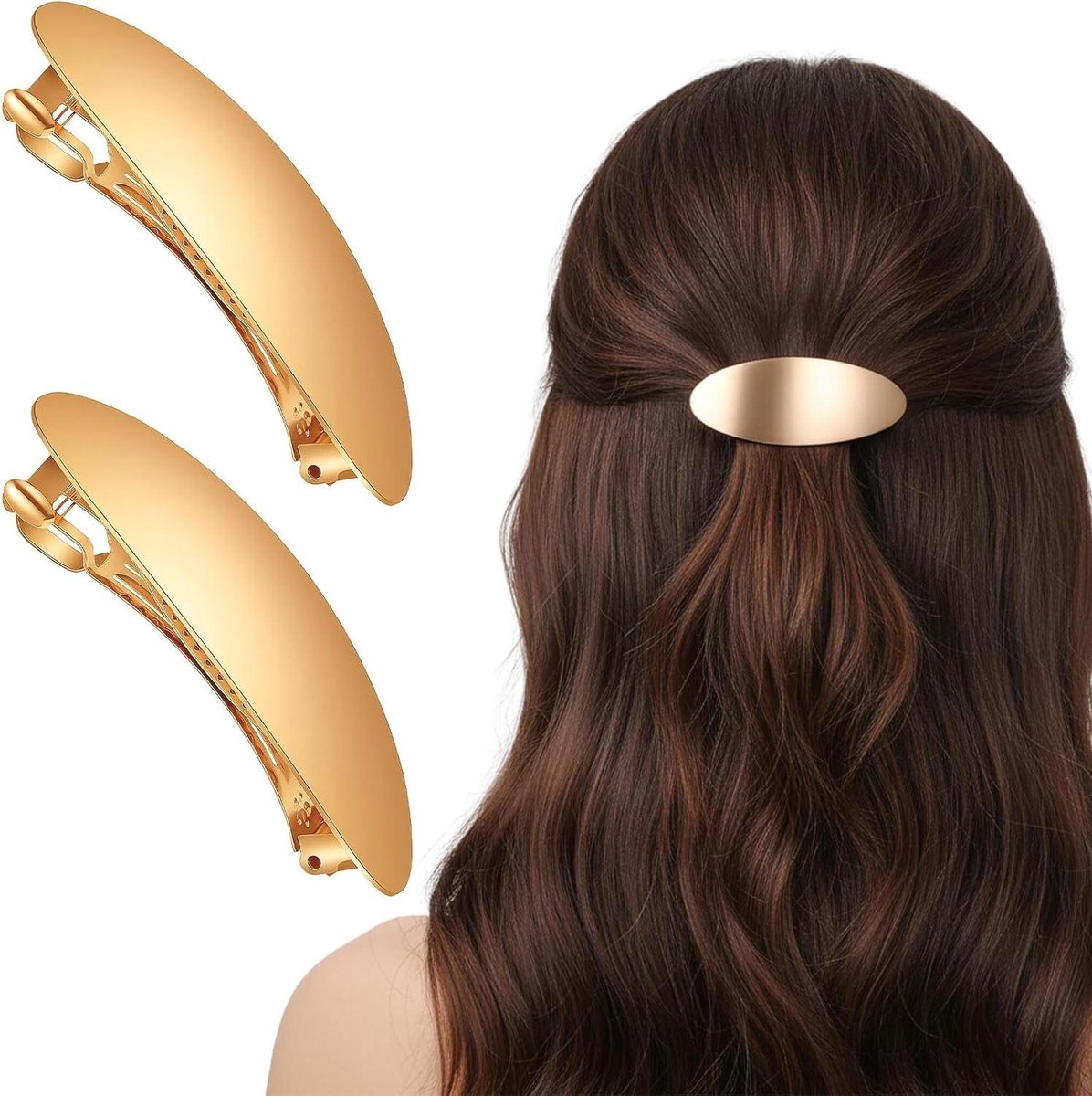 Ovale Haarspelden - Franse Clips - Haar Stijlen - Duurzaam Metaal - 2 Stuks - Goud