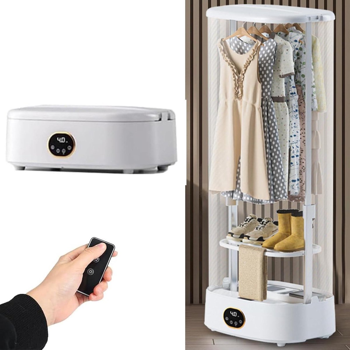 Elektrische Wasdroger Draagbare Mini Droger Kleding Snel Drogen Opvouwbaar UV Reiniging 1000W Capaciteit Wit