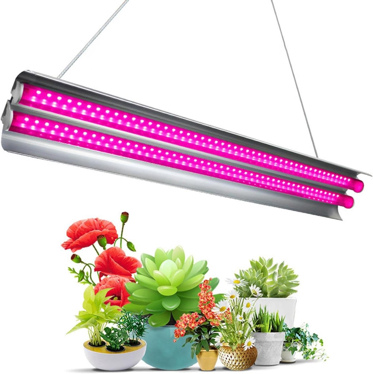 Planten Groeilamp - Full Spectrum Lamp - Binnen Planten - Daisy Chain Mogelijkheid - Strip Vorm - Zilver