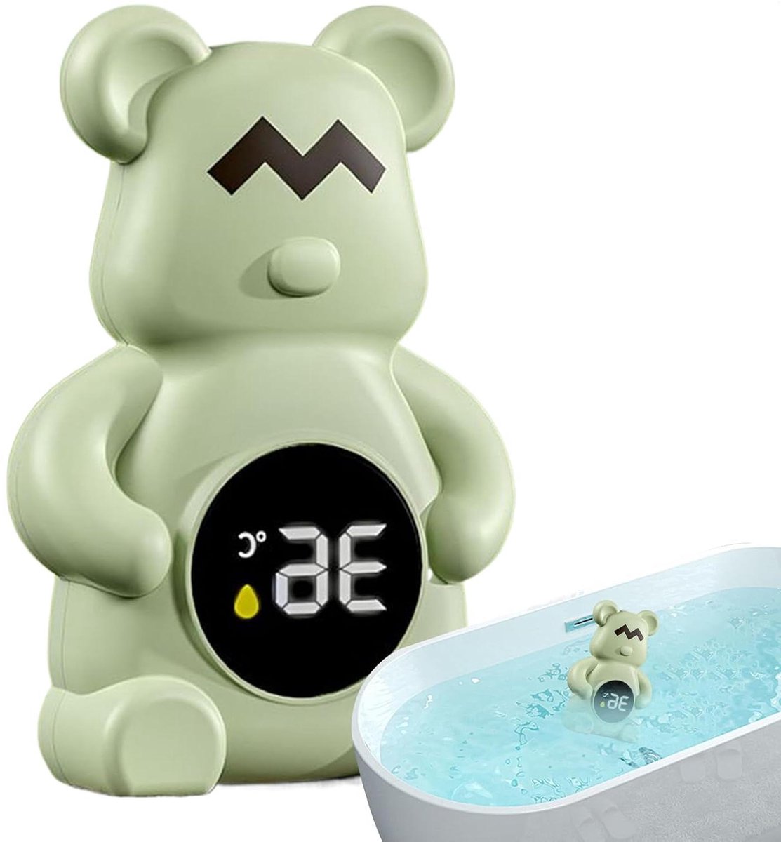 Baby Bad Thermometer - Temperatuurmeter Peuter - Veilig Baden - Drijvend Beer Ontwerp - 15 cm Lengte - Groen