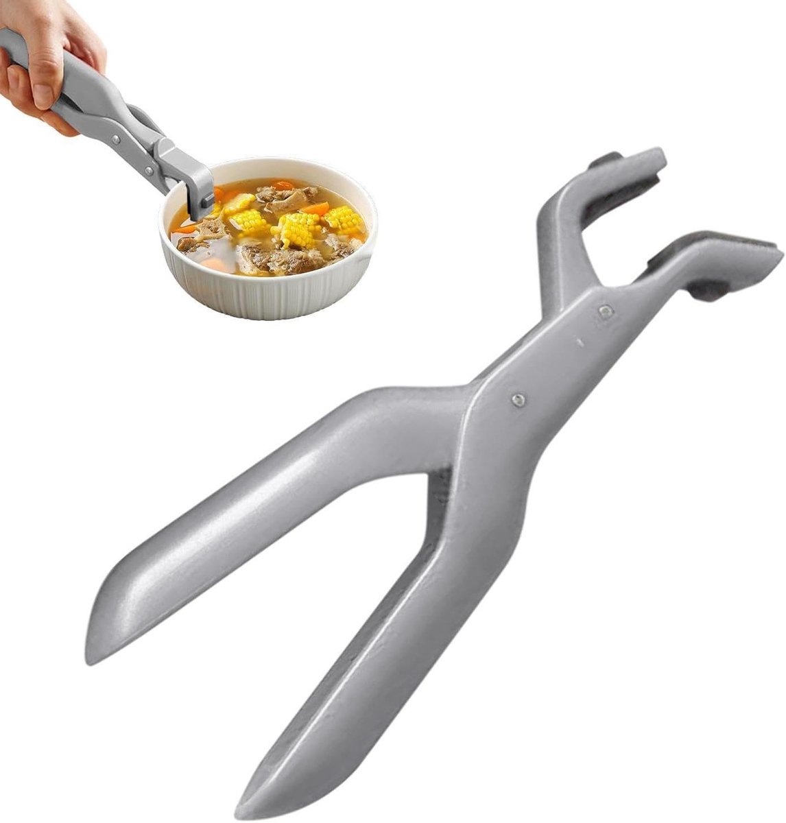 Grijper voor kookplaat - Hittebestendige tang - Veilig koken - Ergonomisch ontwerp - 19 cm - Grijs