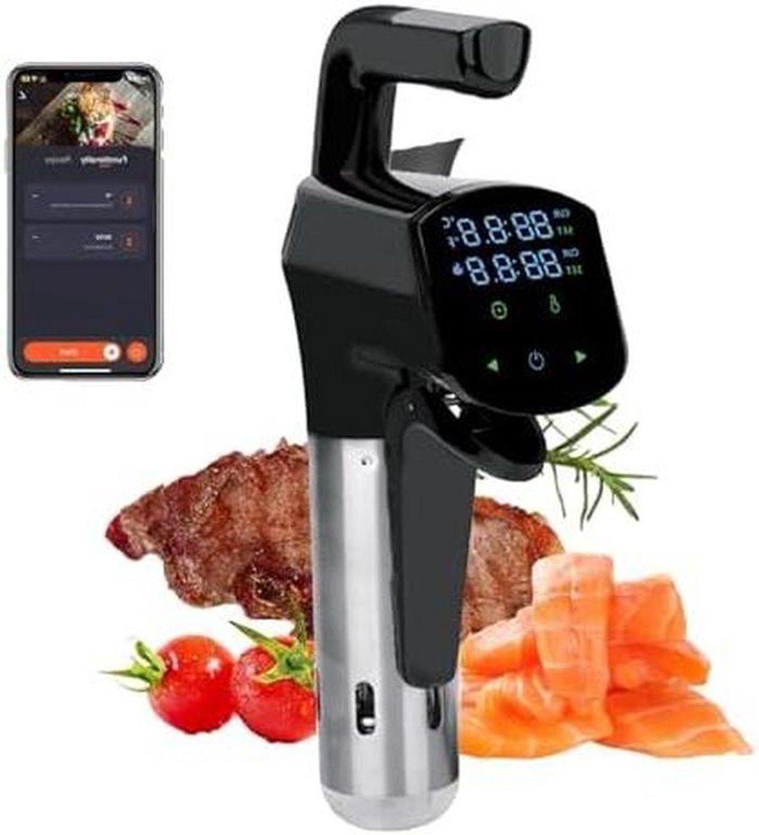 Sous-vide kookapparaat - Dompelcirculator - Precisie koken - App bediening - 1100W - Zwart