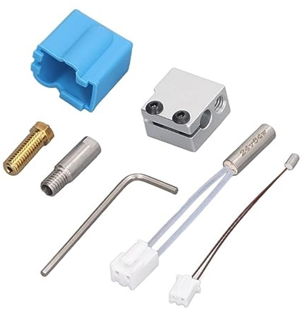 SPHProducts - 3D Printer Hotend Nozzle Set - 0.4mm Brass - Thermistor en Verwarmingsbuis - 3D printen - 3D printer onderdelen - Geschikt voor Sidewinde...