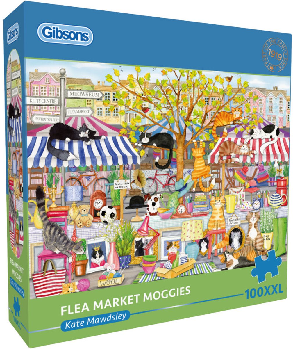 Gibsons legpuzzel Flea Market Moggies 100XXL dieren katten puzzel.