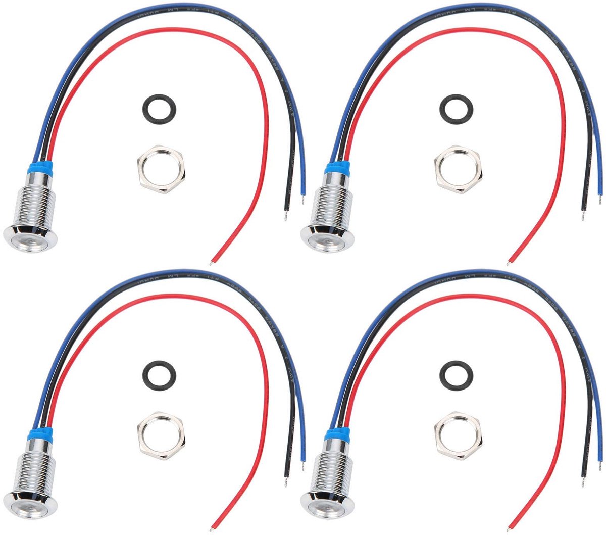 aladdien - Voorbedrade Ronde LED's - LED-indicatielampjes - Waterdicht en vlamvertragend - Rood Blauw - 10 mm - 12V tot 24V - Geschikt voor diverse ..