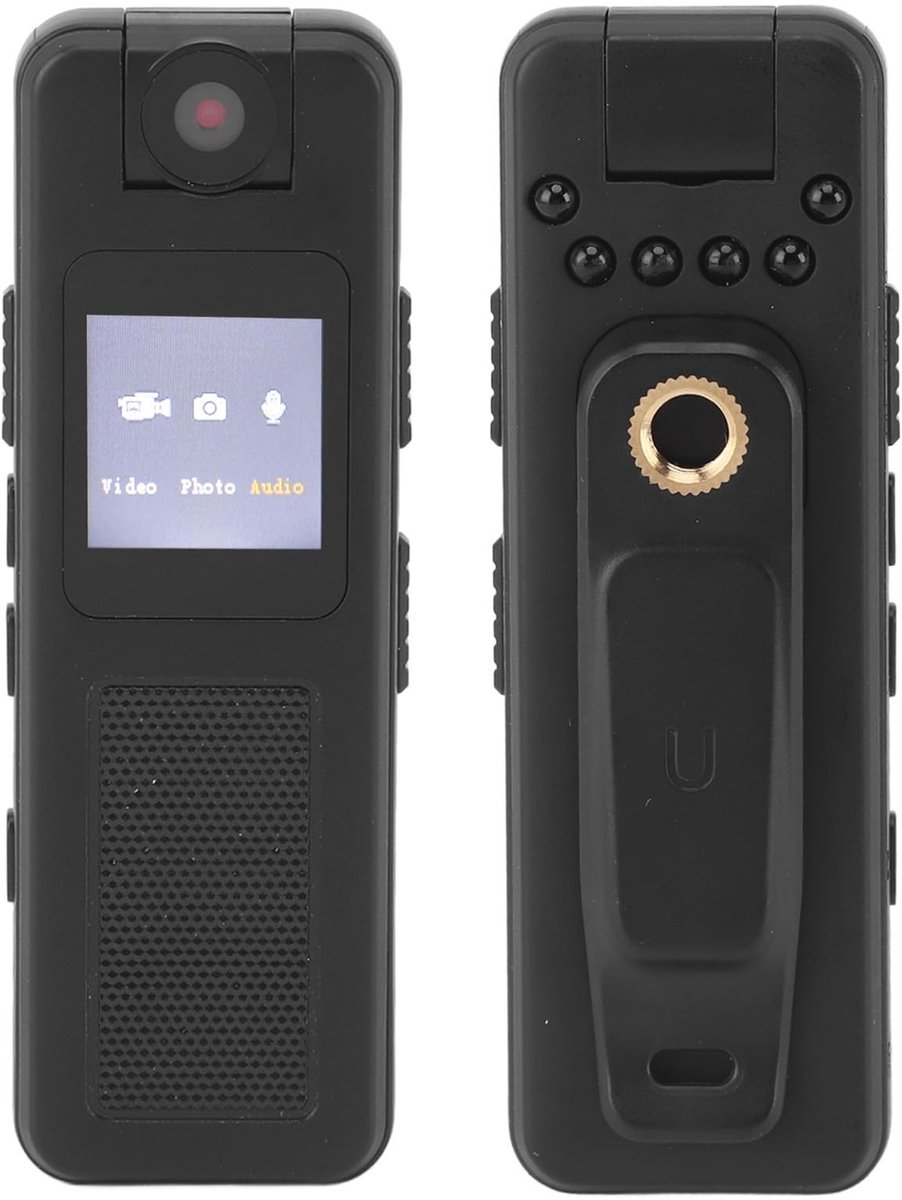 aladdien - Politie Body Camera - Mini Body Camera - 1080P HD Infrarood Nachtzicht - Draagbare Camera - Audio Video-opname - Geschikt voor Buitenshuis