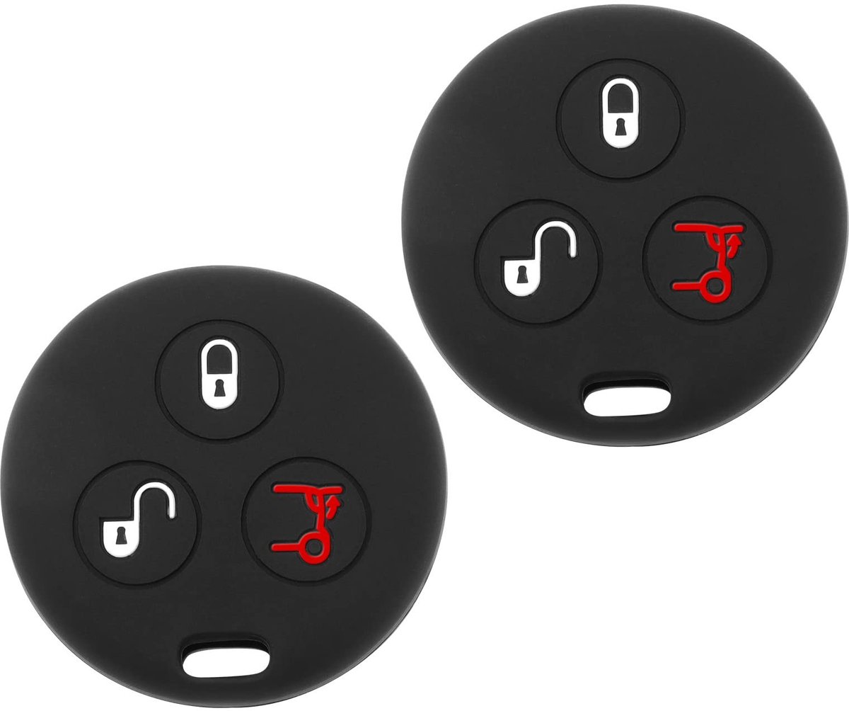 aladdien - Autosleutel Covers - Vervanging - Siliconen Bescherming - Zwart - Compatibel met Smart - 2 Stuks