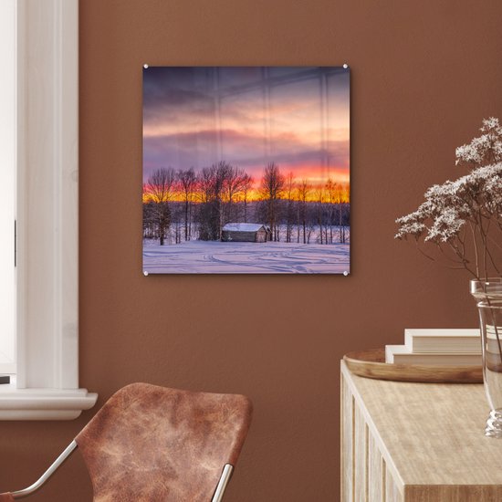 Peinture sur Verre - Twilight Lowland en Suède - 50x50 cm - Peintures sur Verre Peintures - Photo sur Glas