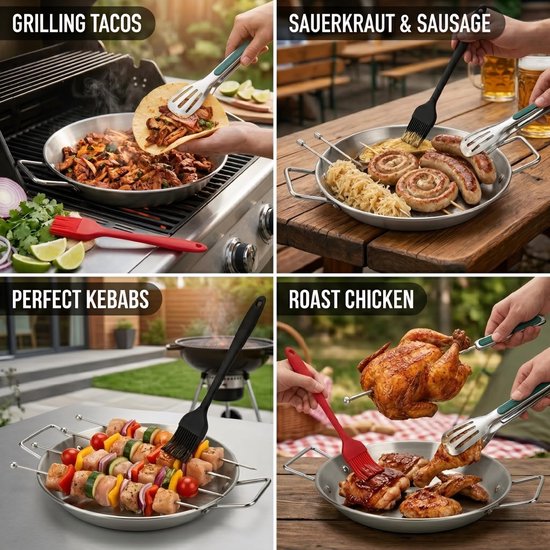 Verticale Grill - Kebab Spies - Buiten Koken - Roestvrij Staal - 25 cm Bord - Zilver — afbeelding 4