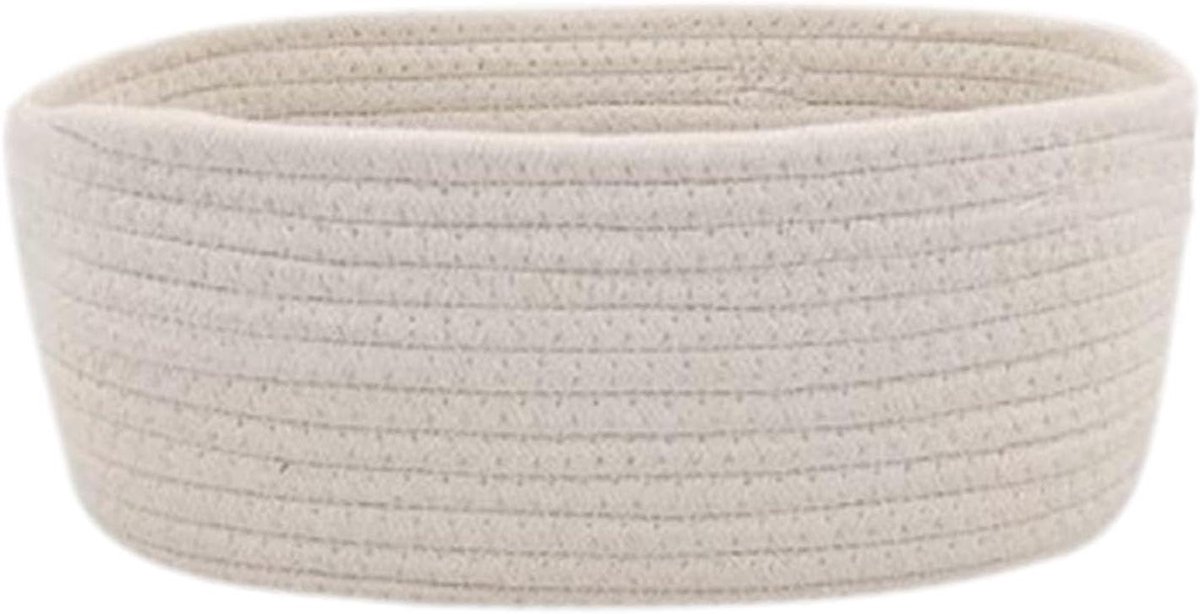 Geweven mand - Opbergmand - Ruimte organiseren - Met handgrepen - 31x20x12cm - Wit