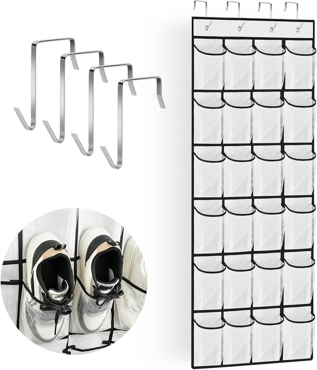 Boven Deur Organizer voor Schoenen, Hangende Opbergzak met 24 Compartimenten, Multifunctionele Opbergruimte voor Slaapkamer, Woonkamer en Badkamer