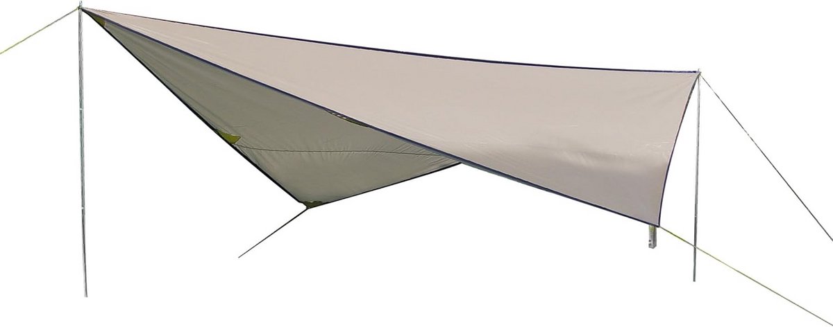 High Peak Zonnezeil Tarp 2, 400 x 400 cm, zonwering, weerbescherming, tarp, universeel campingzeil, licht, variabele opbouwmogelijkheden met 2 opstelstangen, 200 cm