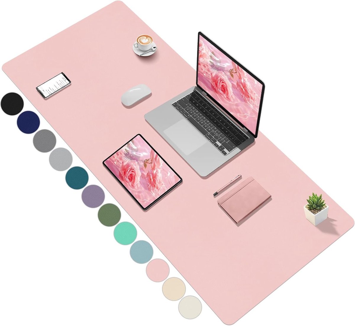 Stijlvol bureauonderlegger in roze, 120x60 cm - Perfect voor thuiswerk en kantoororganisatie