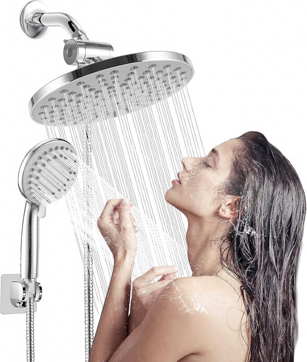 6-Inch Regendouche en Handdouche Set met Krachtige Douchekop en Lange Slang